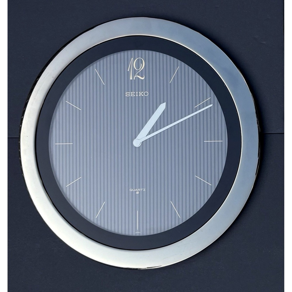 Vintage Seiko quartz wall clock Avant Grey gunmetal gray working 1980's EVC